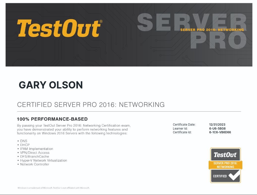 Server Pro Certificate